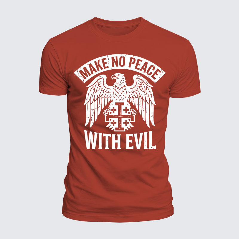 Luxe Mercerized Cotton Tee - Make No Peace with Evil Jerusalem Cross