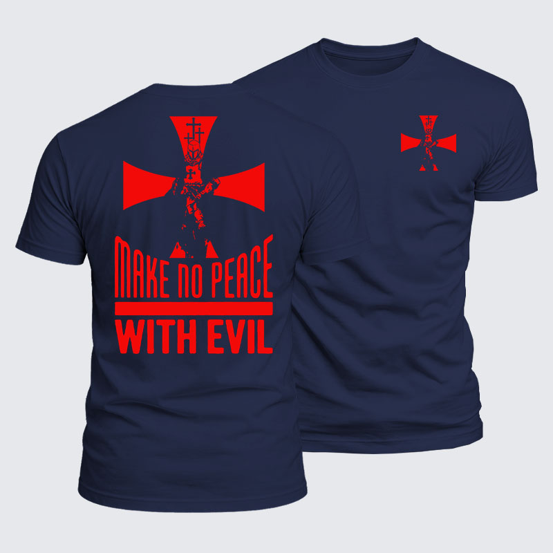 Luxe Mercerized Cotton Tee - Make No Peace with Evil Knight Templar Cross
