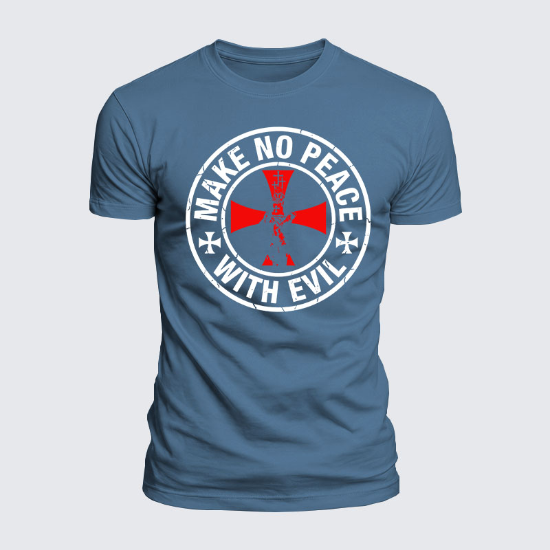 Luxe Mercerized Cotton Tee - Make No Peace with Evil Knight Templar Cross