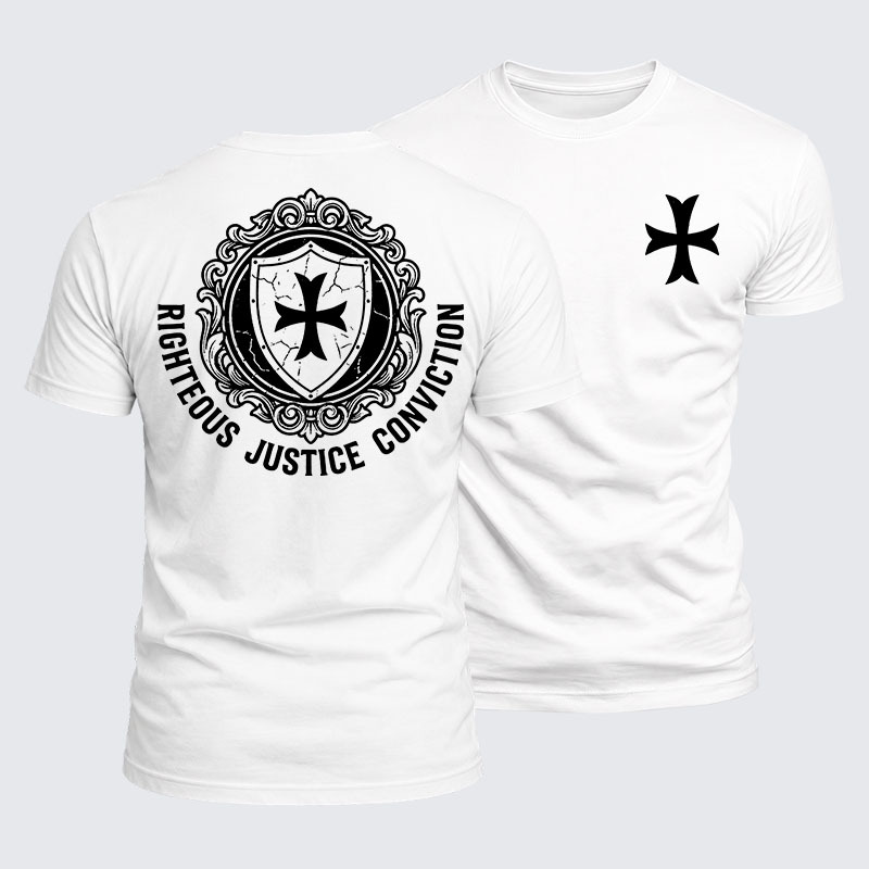 Luxe Mercerized Cotton Tee - Templar Virtues of the Knights Templar Shield