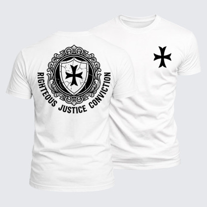 Luxe Mercerized Cotton Tee - Templar Virtues of the Knights Templar Shield