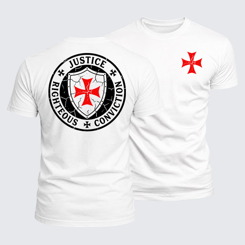 Luxe Mercerized Cotton Tee - Templar Virtues of the Knights Templar Shield