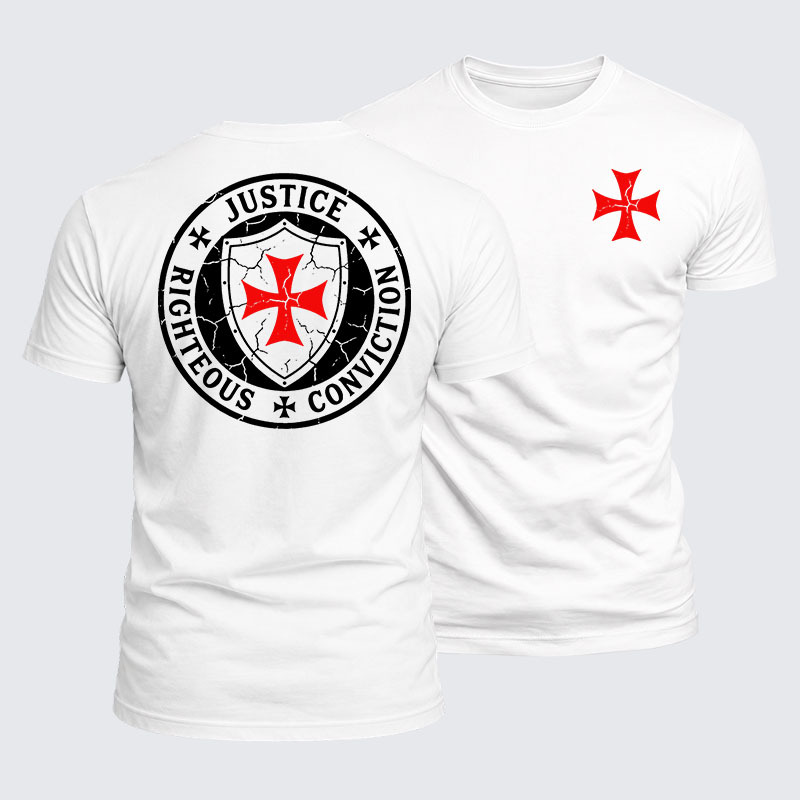 Luxe Mercerized Cotton Tee - Templar Virtues of the Knights Templar Shield