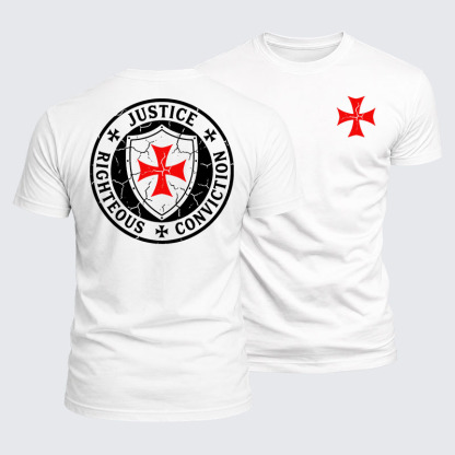 Luxe Mercerized Cotton Tee - Templar Virtues of the Knights Templar Shield