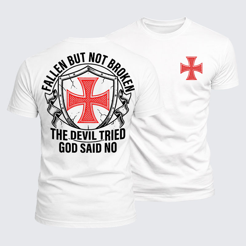 Luxe Mercerized Cotton Tee - Fallen But Not Broken The Devil Tried God Said No