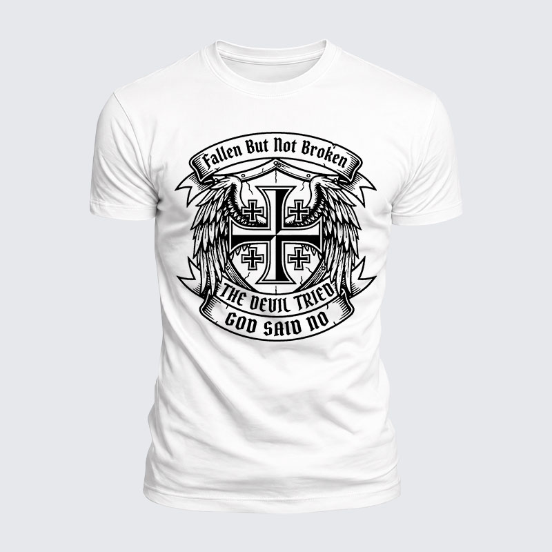 Luxe Mercerized Cotton Tee - Fallen But Not Broken The Devil Tried God Said No