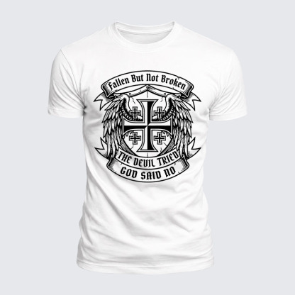 Luxe Mercerized Cotton Tee - Fallen But Not Broken The Devil Tried God Said No