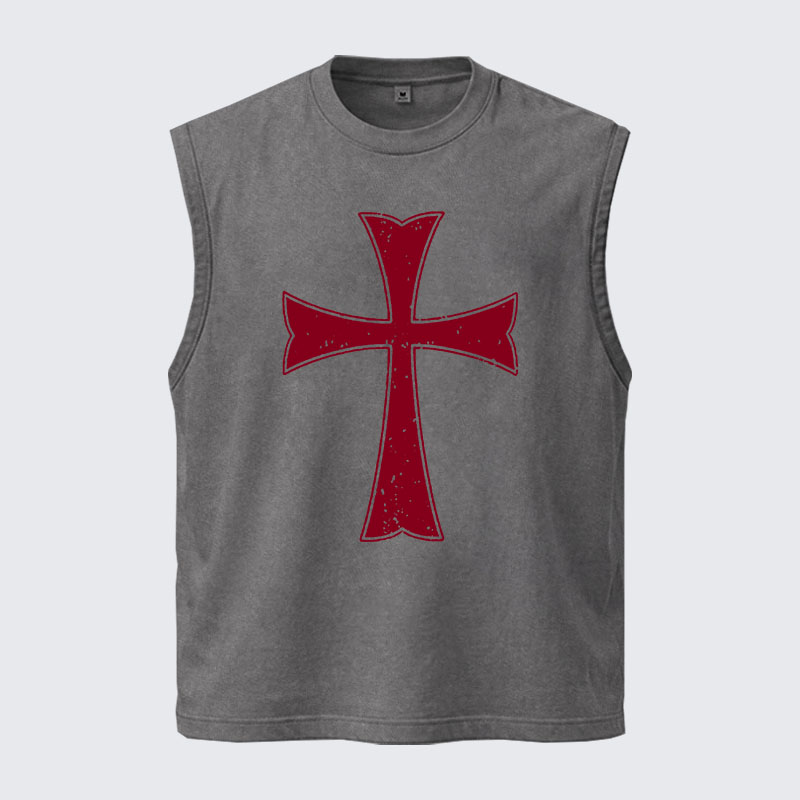 Washed Tank Top - Knights Templar Crusader Cross