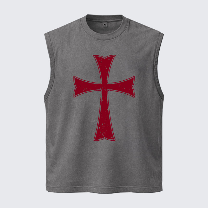 Washed Tank Top - Knights Templar Crusader Cross