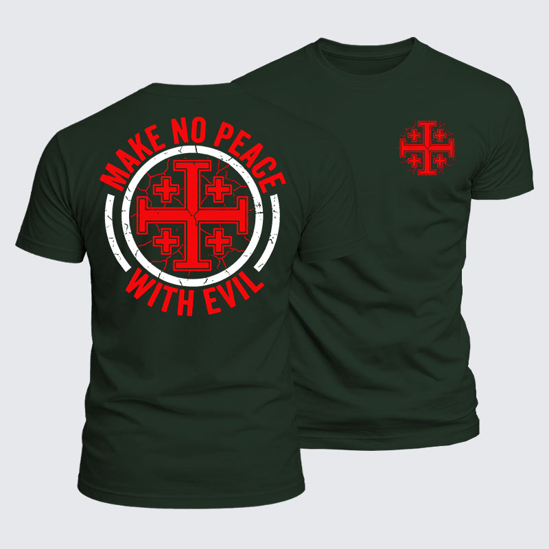 Luxe Mercerized Cotton Tee - Make No Peace with Evil Knight Templar Jerusalem Cross