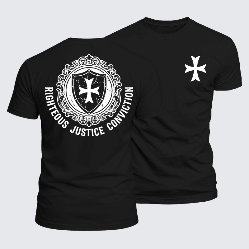 Luxe Mercerized Cotton Tee - Templar Virtues of the Knights Templar Shield