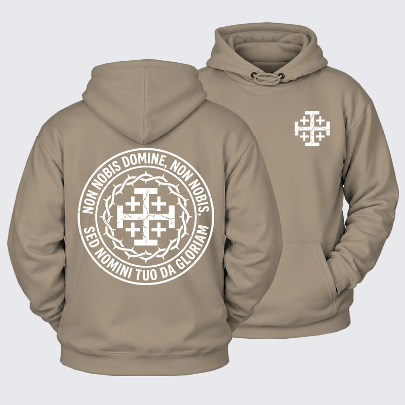 Plush Fleece-Lined Hoodie - Non Nobis Domine, Non Nobis, Sed Nomini Tuo Da Gloriam