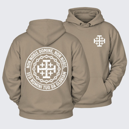 Plush Fleece-Lined Hoodie - Non Nobis Domine, Non Nobis, Sed Nomini Tuo Da Gloriam