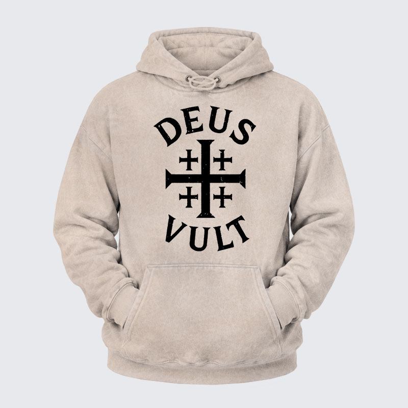 Washed Hoodie - Deus Vult