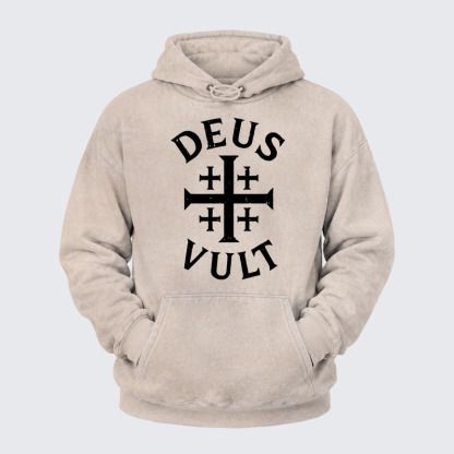 Washed Hoodie - Deus Vult