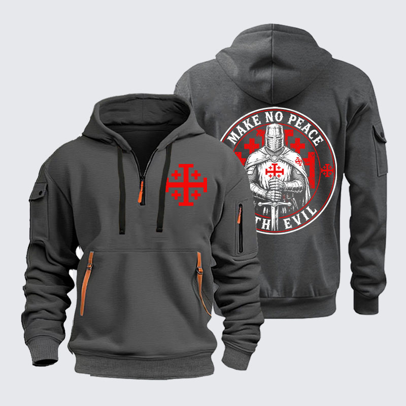 Zipper Hoodies - Make No Peace with Evil Knight Templar Jerusalem Cross