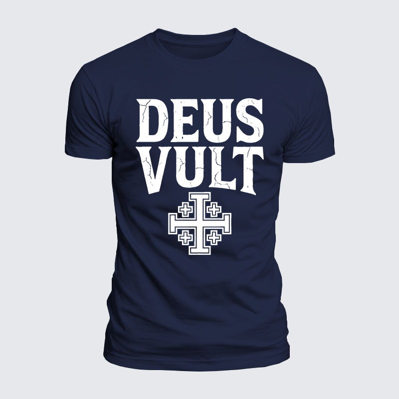 Deus Vult Jesus God Christian  – Luxe Mercerized Interlock Cotton Tee
