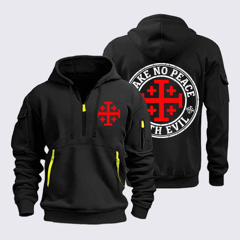 Zipper Hoodies - Make No Peace with Evil Knight Templar Jerusalem Cross