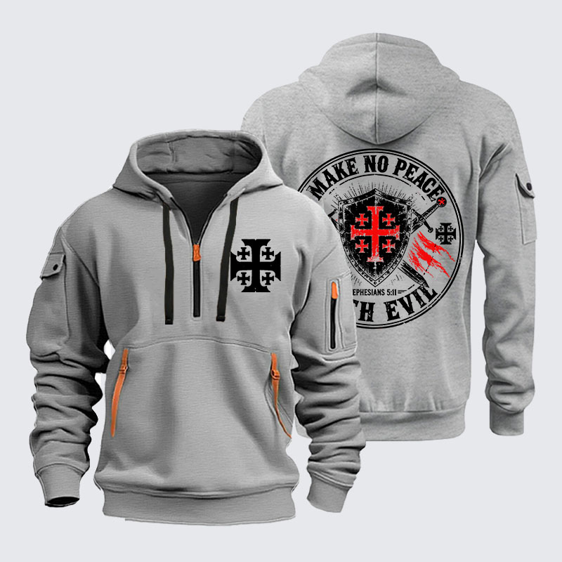 Zipper Hoodies - Make No Peace with Evil Knight Templar Jerusalem Cross