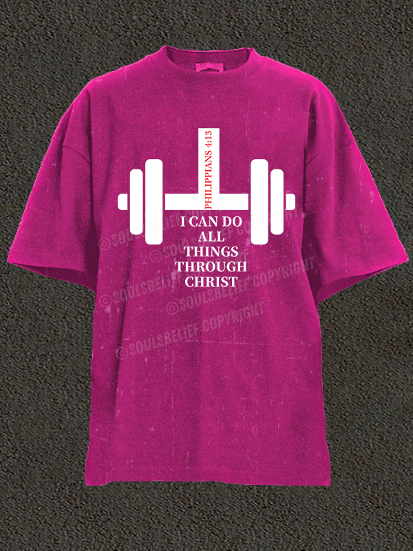 Fitness Philippians 4 : 13 Christian Washed T-Shirt
