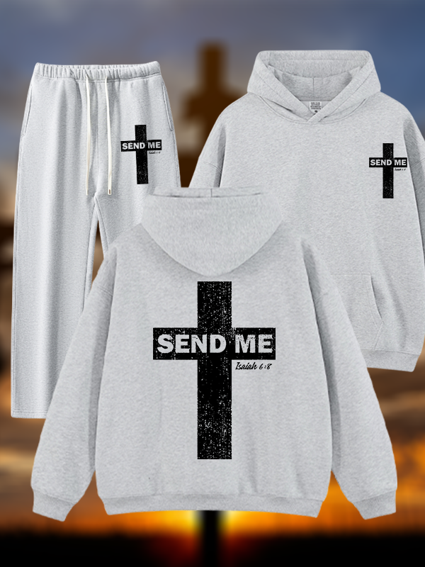 Send Me Isaiah 6:8 Jesus God Christian Plush Fleece-Lined Hoodie Set