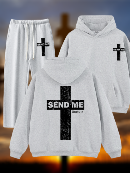 Send Me Isaiah 6:8 Jesus God Christian Plush Fleece-Lined Hoodie Set