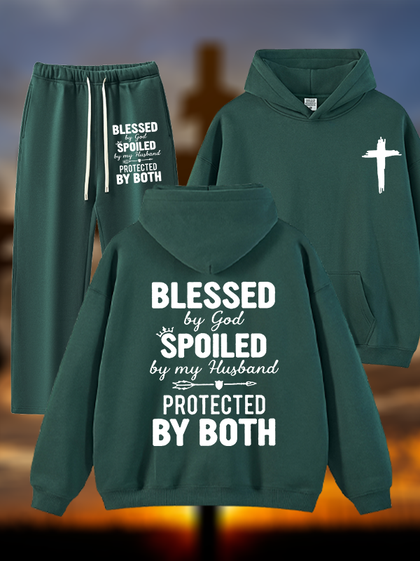 God Bless Jesus God Christian Plush Fleece-Lined Hoodie Set