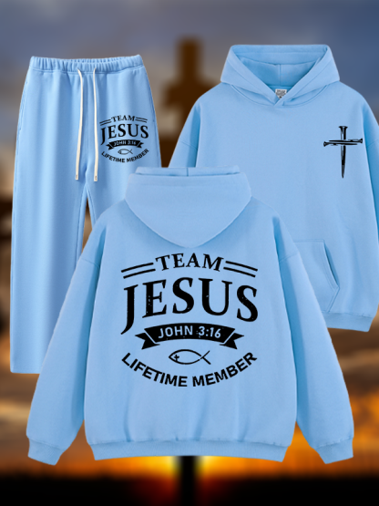 Jesus Team Jesus God Christian Plush Fleece-Lined Hoodie Set