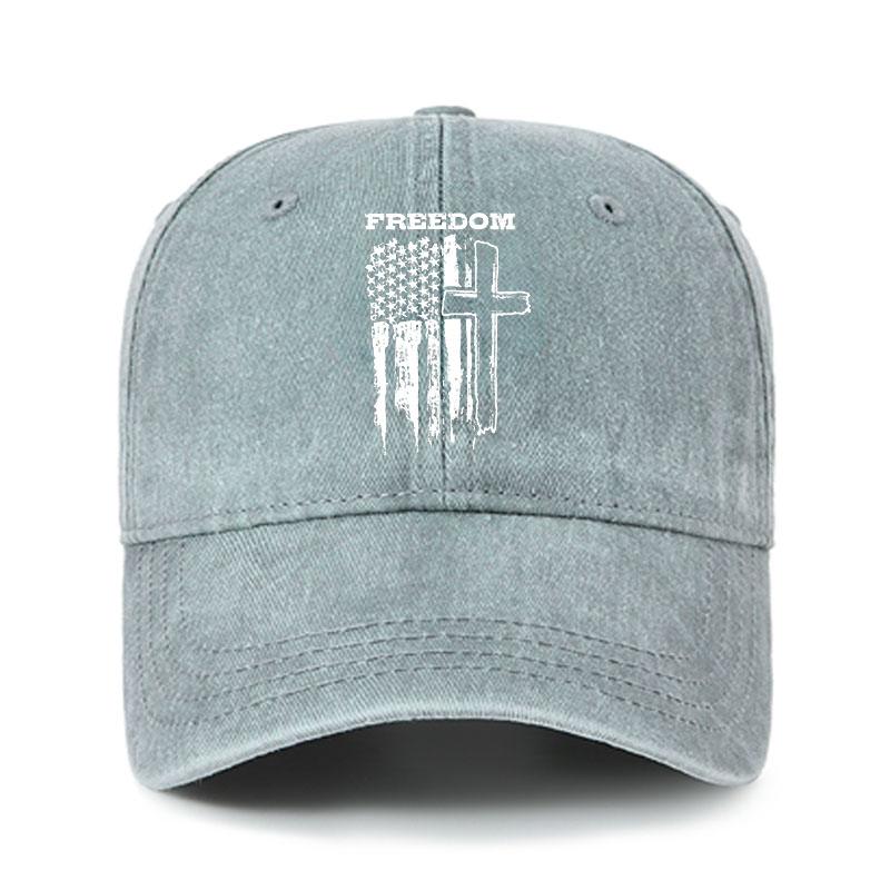 Heritage Washed Cap - Freedom Cross Vertical Flag
