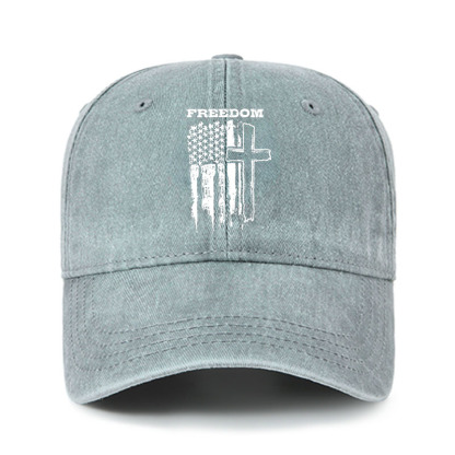 Heritage Washed Cap - Freedom Cross Vertical Flag