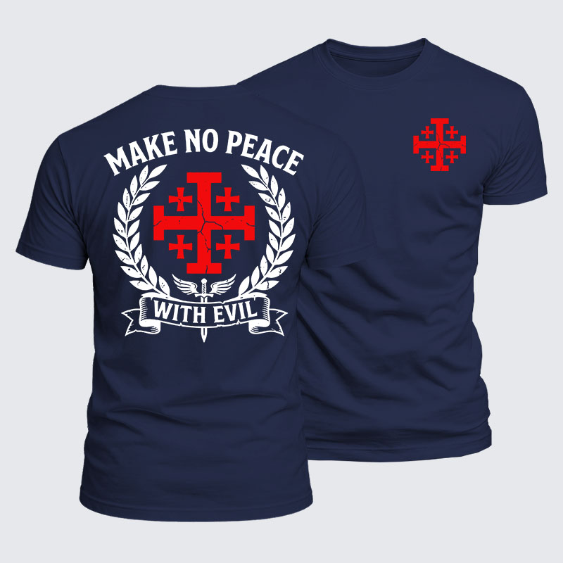 Luxe Mercerized Cotton Tee -  Make No Peace with Evil Knight Templar Jerusalem Cross