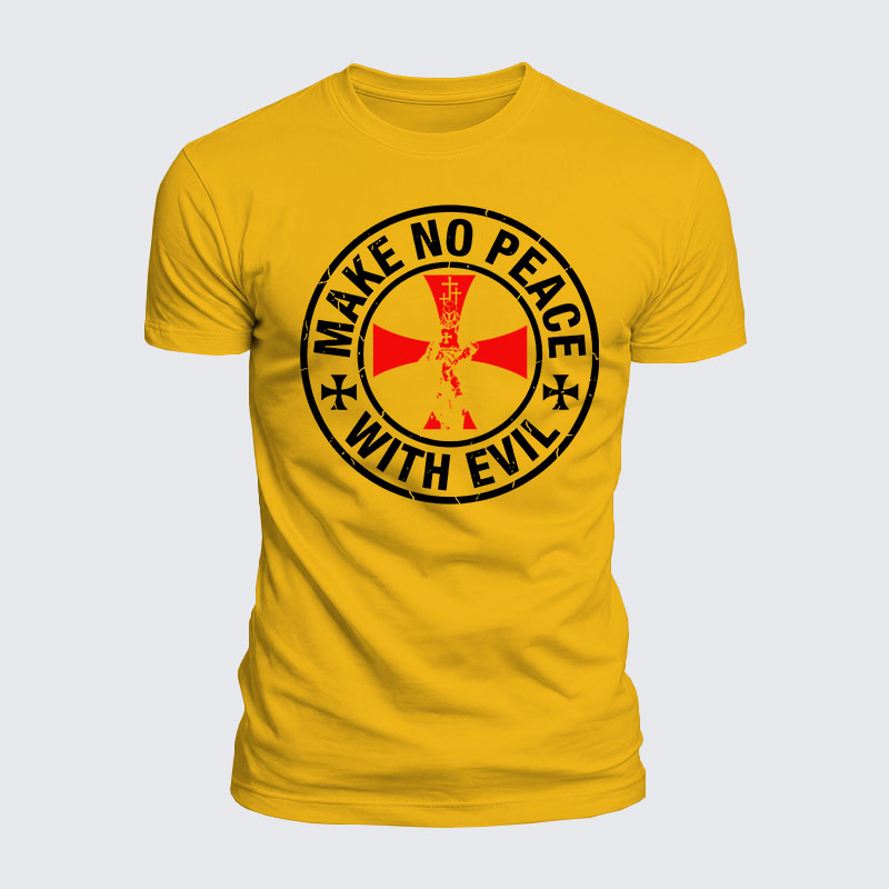 Luxe Mercerized Cotton Tee - Make No Peace with Evil Knight Templar Cross