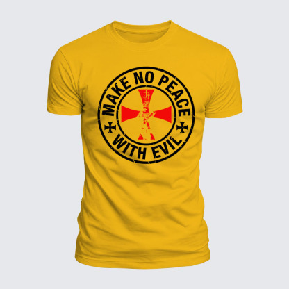 Luxe Mercerized Cotton Tee - Make No Peace with Evil Knight Templar Cross