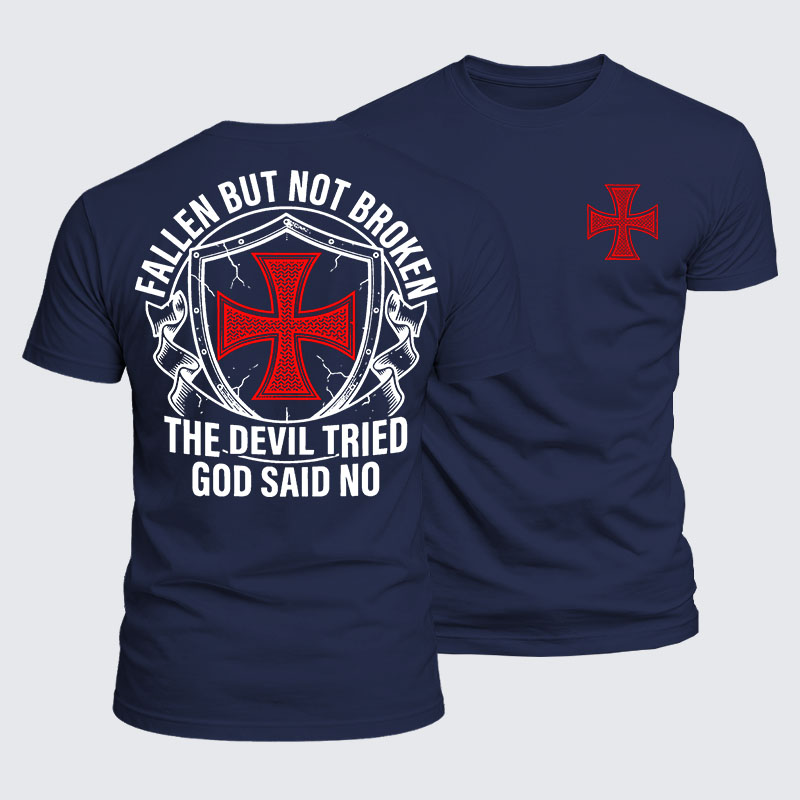 Luxe Mercerized Cotton Tee - Fallen But Not Broken The Devil Tried God Said No