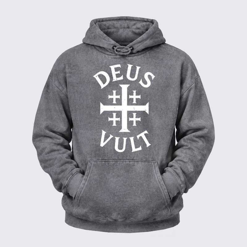 Washed Hoodie - Deus Vult