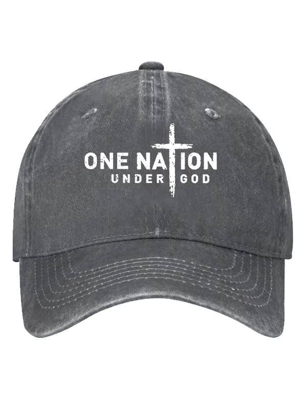 One Nation Under God Cross  Christian Hat