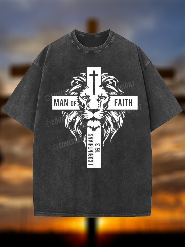 Man of Faith Christian Washed T-Shirt