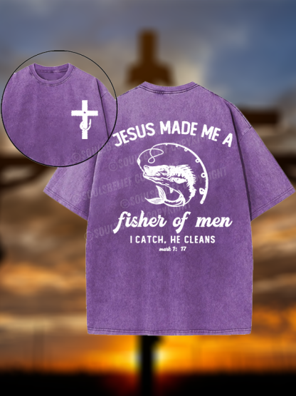 Fisher of Men Cross Christian Washed T-Shirt
