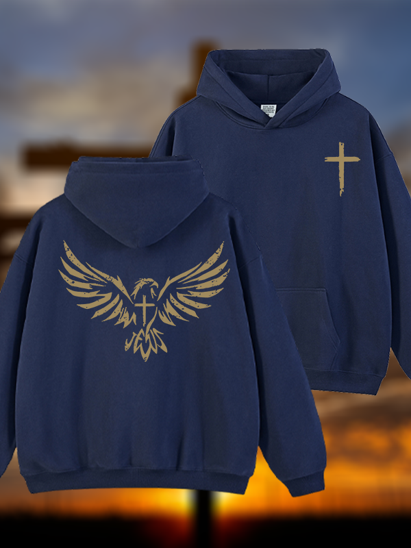 Wings Like Eagles Jesus God Christian Plush Fleece-Lined Hoodie