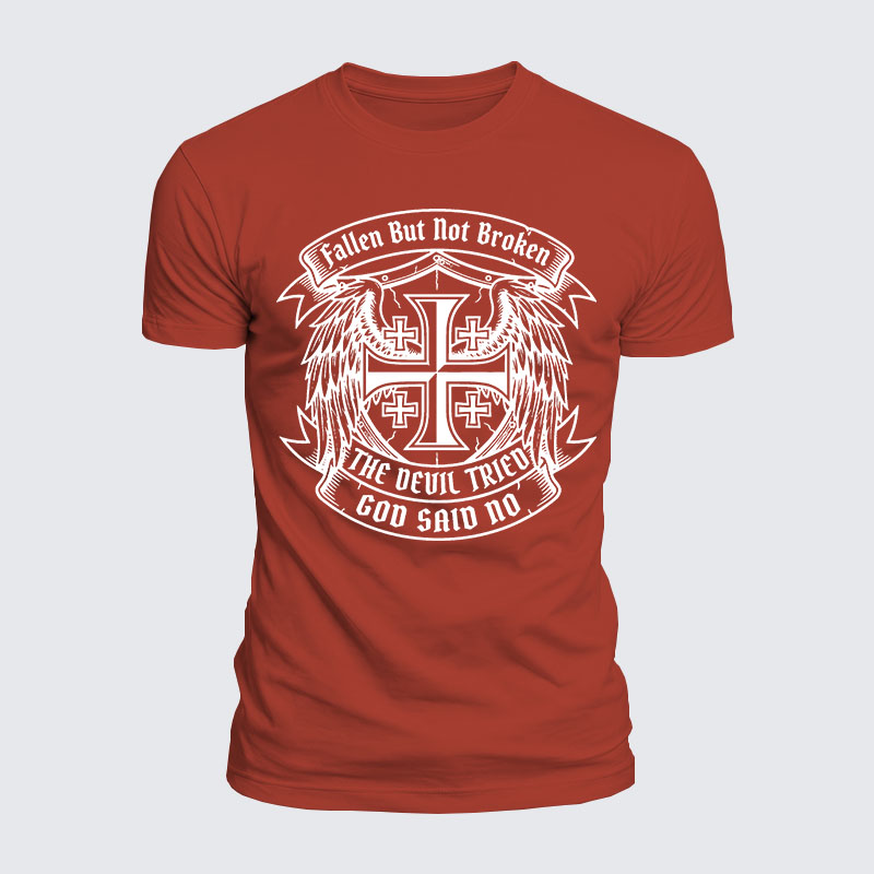Luxe Mercerized Cotton Tee - Fallen But Not Broken The Devil Tried God Said No
