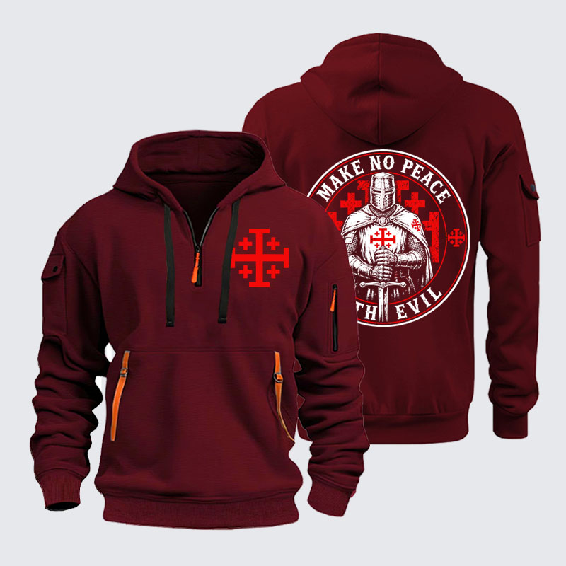 Zipper Hoodies - Make No Peace with Evil Knight Templar Jerusalem Cross