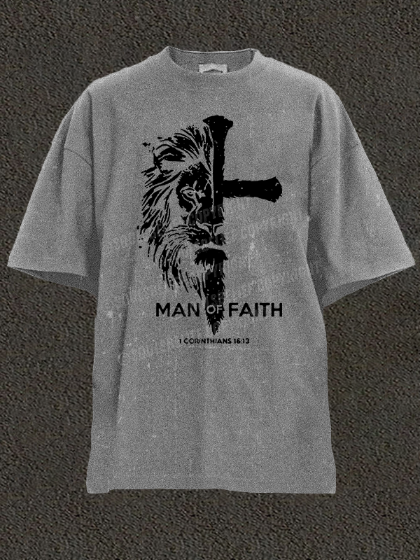 Man of Faith Christian Washed T-Shirt