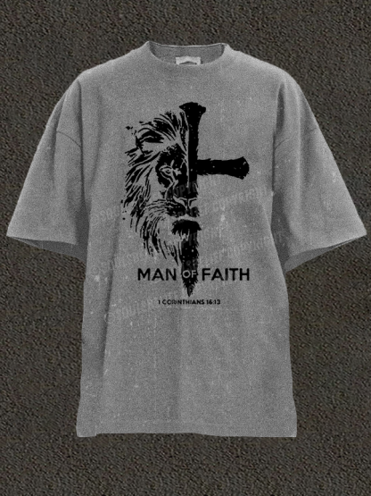 Man of Faith Christian Washed T-Shirt
