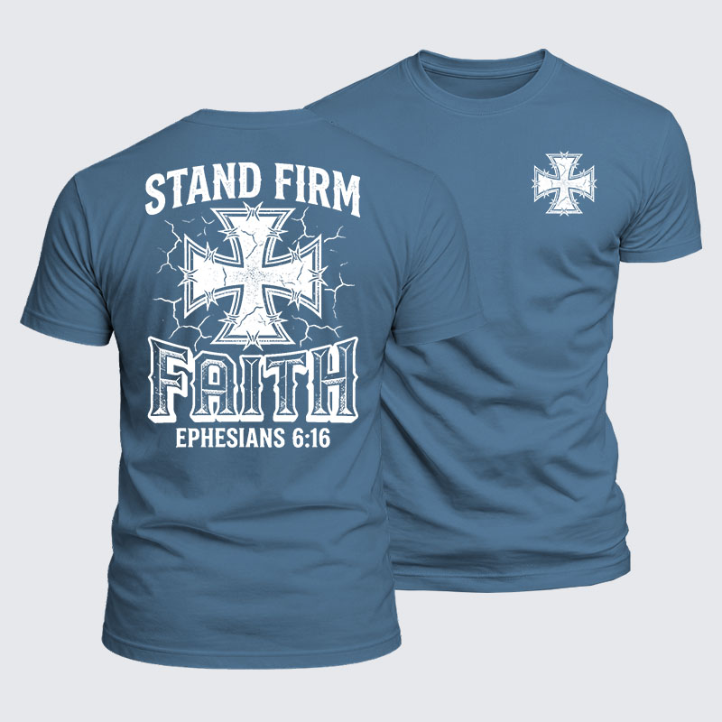 Stand Firm Faith Jesus God Christian  – Luxe Mercerized Interlock Cotton Tee