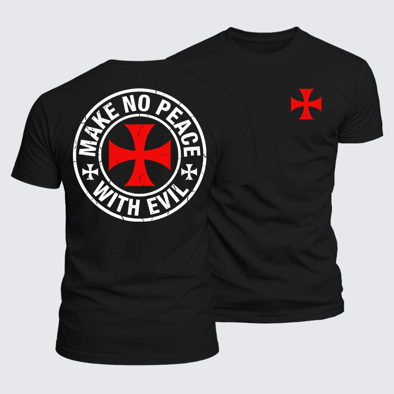Luxe Mercerized Cotton Tee - Make No Peace with Evil Knight Templar Cross