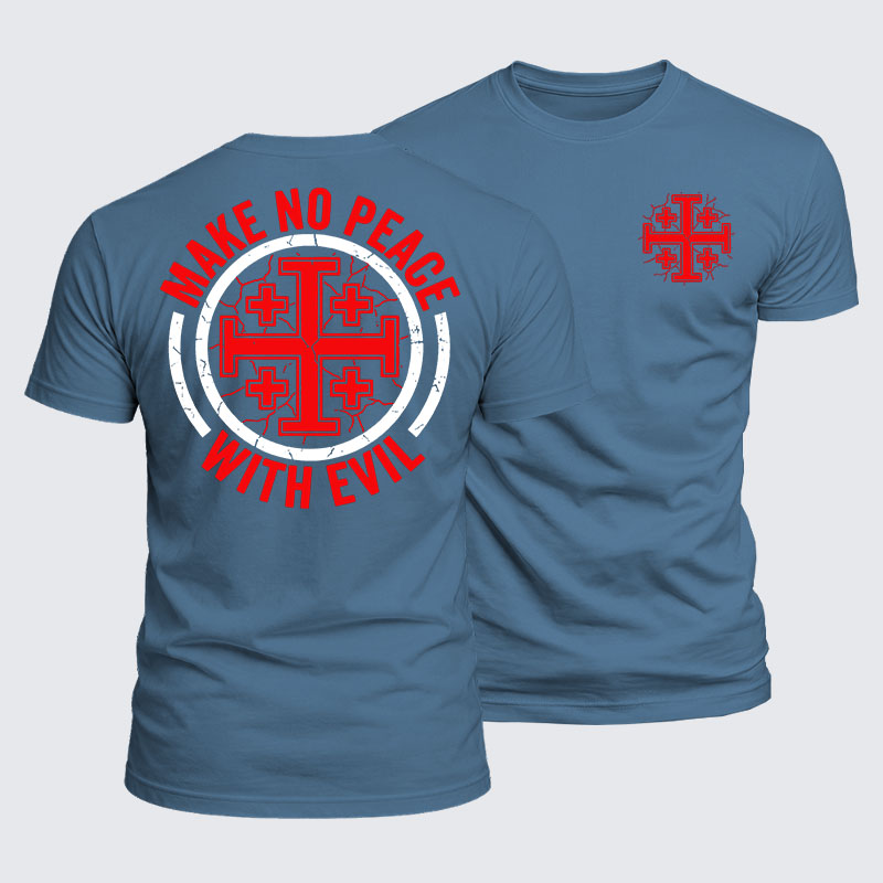 Luxe Mercerized Cotton Tee - Make No Peace with Evil Knight Templar Jerusalem Cross