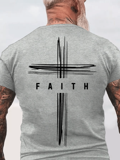 Faith Cross Jesus God Christian Cotton T-Shirt