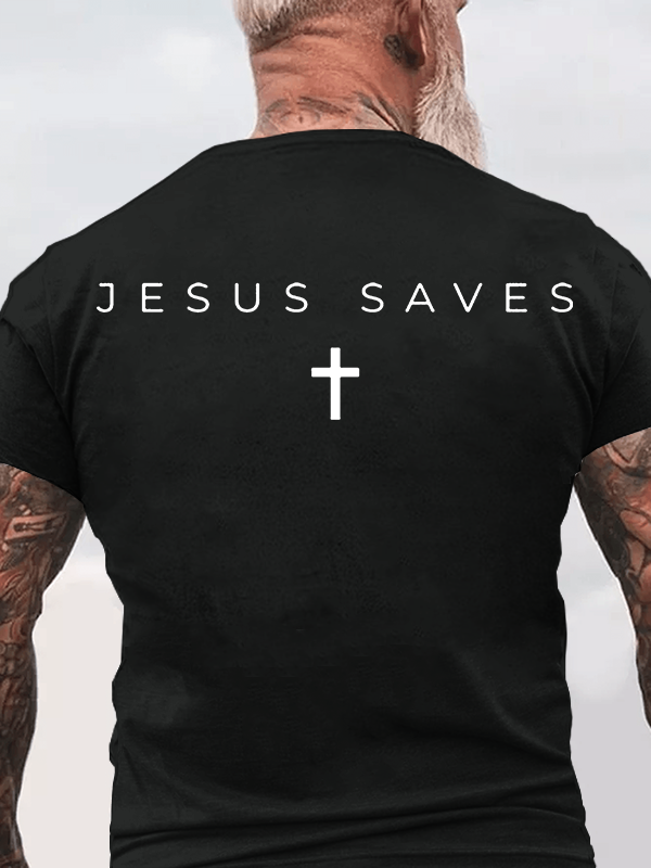 Jesus Saves Jesus God Christian Cotton T-Shirt