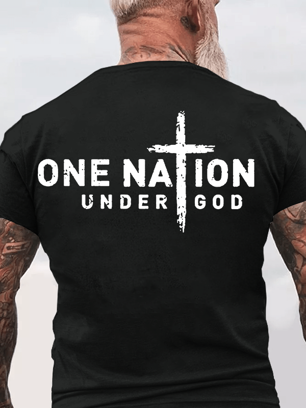 One Nation Under God Cross Jesus God Christian Cotton T-Shirt