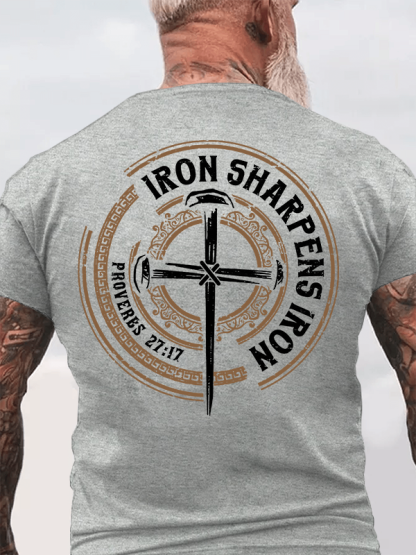 Iron Sharpens Iron - Proverbs 27:17 Jesus God Christian Cotton T-Shirt